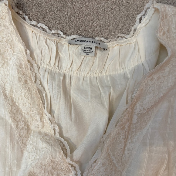 American Eagle Cream Lace Trimmed Corset Style Blouse - Picture 3 of 4